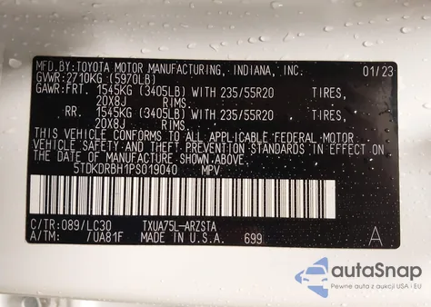 2023 Toyota Highlander Xse из США, поврежденный, VIN 5TDKDRBH1PS019040